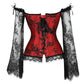 Women's Supportive Corset Top - Off Shoulder, Lace Satin