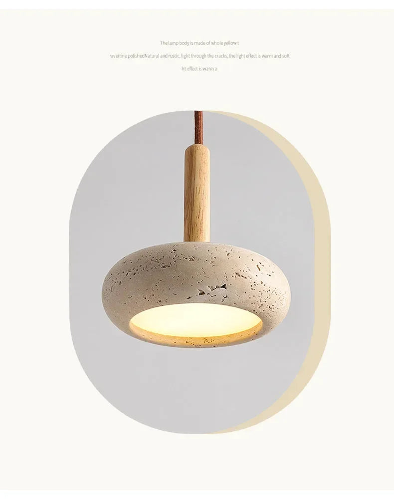 LED Japandi Pendant Lamp Yellow Stone Wabi Sabi Ambient Design