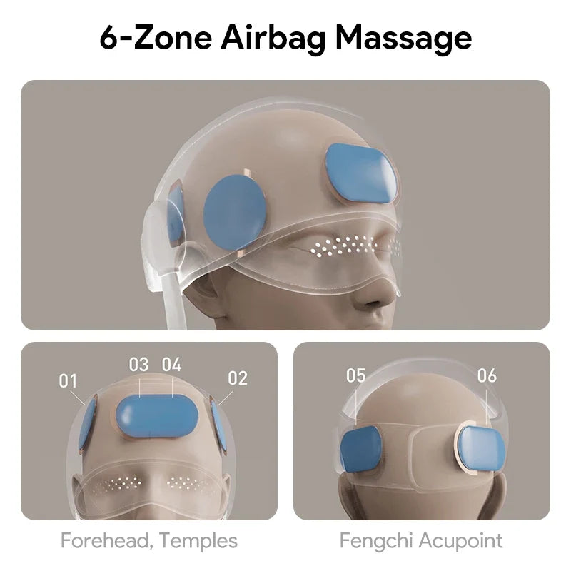 Stress Relief Sleep Aid 2026 – Graphene Heated Head Massager Air Pressure & Eye Compress