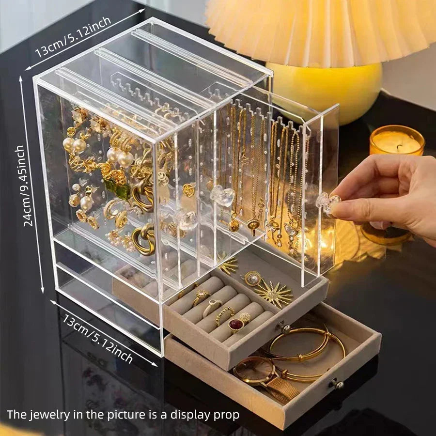 Acrylic Clear Jewelry Display Case With Drawers, Necklace And Earring Organizer, Holiday Gifts 2026 Gift Ready