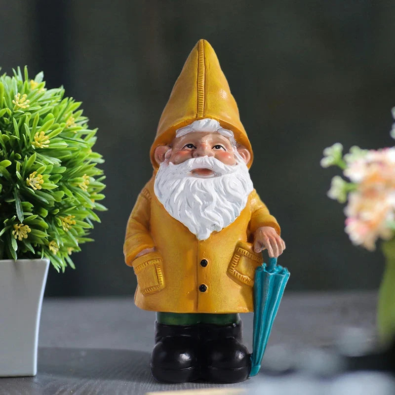 Garden2026 Edition Gnome Statue With Yellow Umbrella Outdoor Lawn Decor Resin Weatherproof Yard Ornament Fall