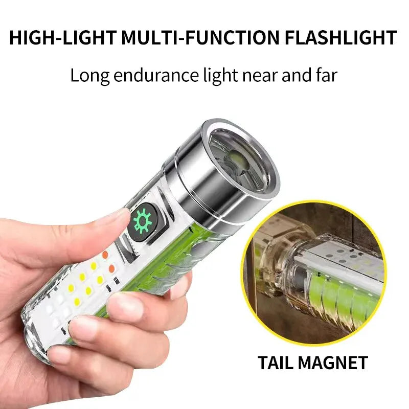 USB C Battery-Powered LED MINI Keychain Flashlight with Magnet for Camping and Emergencies