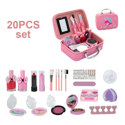 Kids2025 Edition Makeup Kit Pink Washable Princess Play Kit Safe Non Toxic Back To School Gift