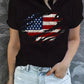 Plush Women's T-Shirt - graphic flag print short sleeve crew neck, casual summer top