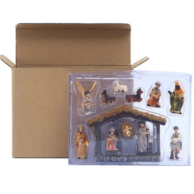 Nativity Scene Kit 12-Piece Resin Tabletop Nativity Kit for Christmas Indoor Decor Timeless Centerpiece