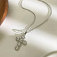 Pendant Cross Necklace Gold Tone - Cubic Zirconia Jewelry, Stainless Steel Chain, Fall 2026 Gift Idea