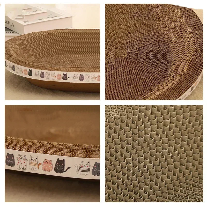 Corrugated 43cm Cat Scratcher - Round Oval Grinding Toy, Wear-Resistant Bed Nest for Cats