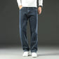 Men’s Stretchy Jeans - Wide Leg, Cotton, Business Casual