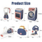 Pretend Kitchen Playset - Motor-Driven Vacuum, Juicer, Washing Machine & Water Sweeper Toys for Kids