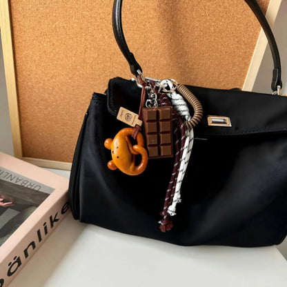 Rope Braid Bag Charm Leather Dachshund Keychain Aesthetic