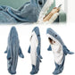 Shark Cartoon Flannel Sleeping Bag Pajamas - Hooded Cozy Animal Nightgown for Kids