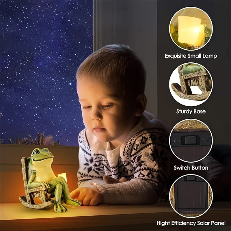 Indoor Outdoor Decorative Ornament Gift 2026 – Solar Powered Mini Frog Garden Statue with LED Light
