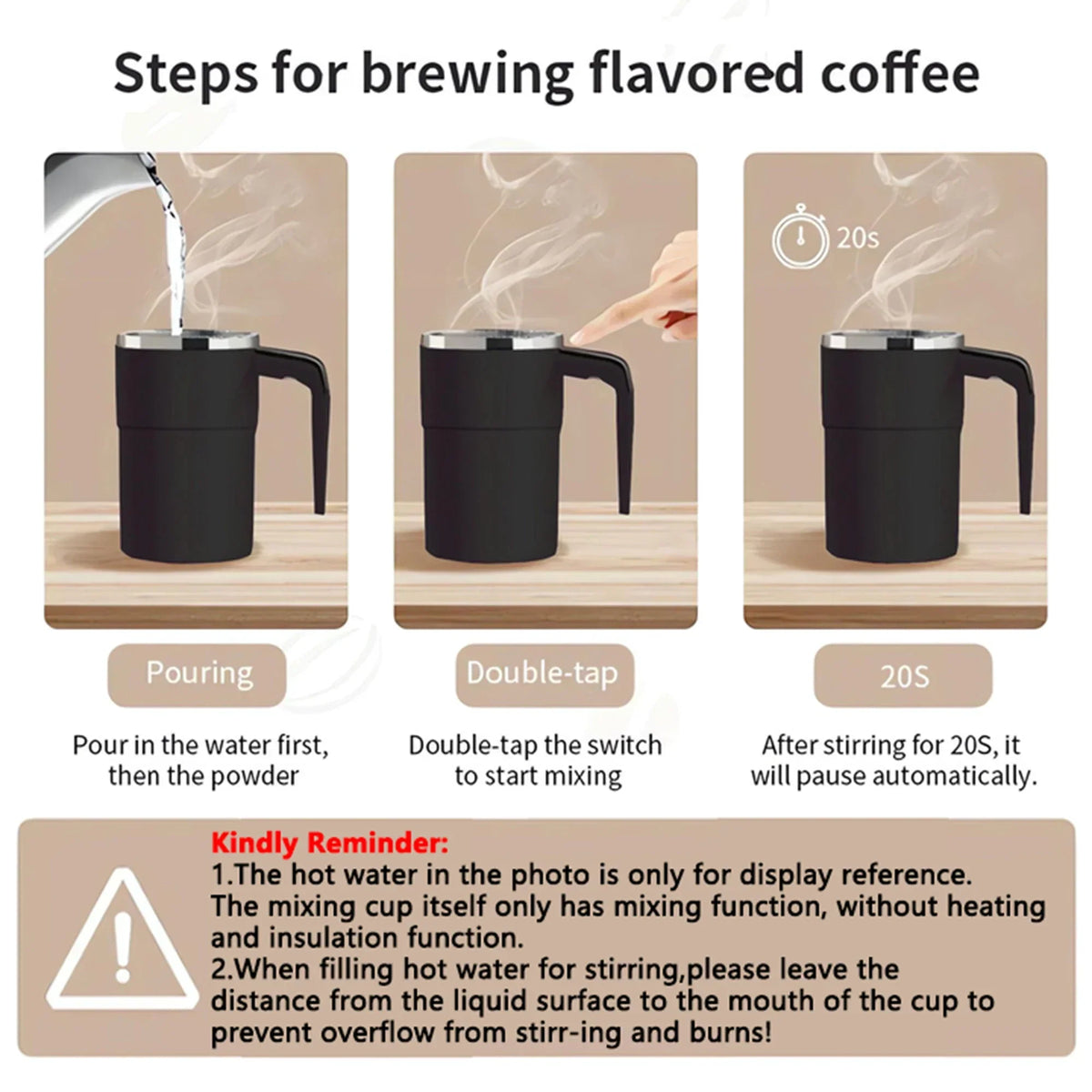 Self Stirring Mug 380ML Stainless Steel Interior USB Battery-Powered Motor-Driven Coffee Cup Back To Work 2025 IP67 Water-Resistant