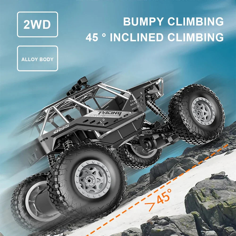 Remote2025 Edition Control Car Off Road Monster Truck Rock Crawler 4WD Dual Motors Metal Shell LED Headlights Kids Gift Fall