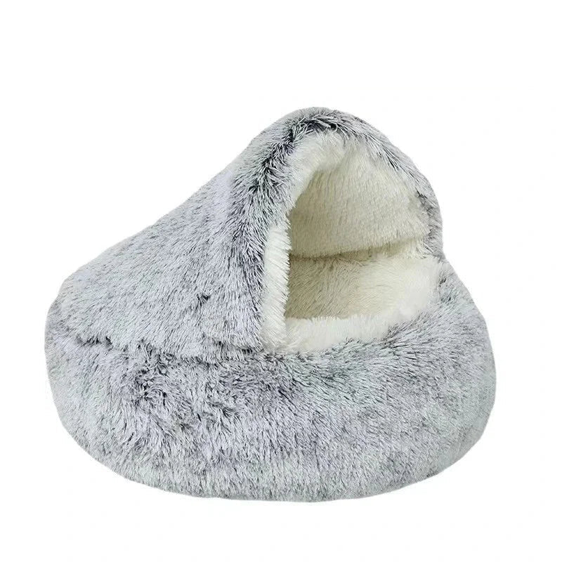 Bed Cat Plush Nest Double Layer Warm Shell Semi Enclosed Winter Cozy Hideaway For Cats Fall 2025 Trend