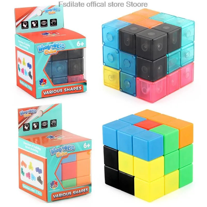Magnetic Removable Cube Building Blocks - Educational Fidget Puzzle Toy for Kids, Fun Gift for Early Learning