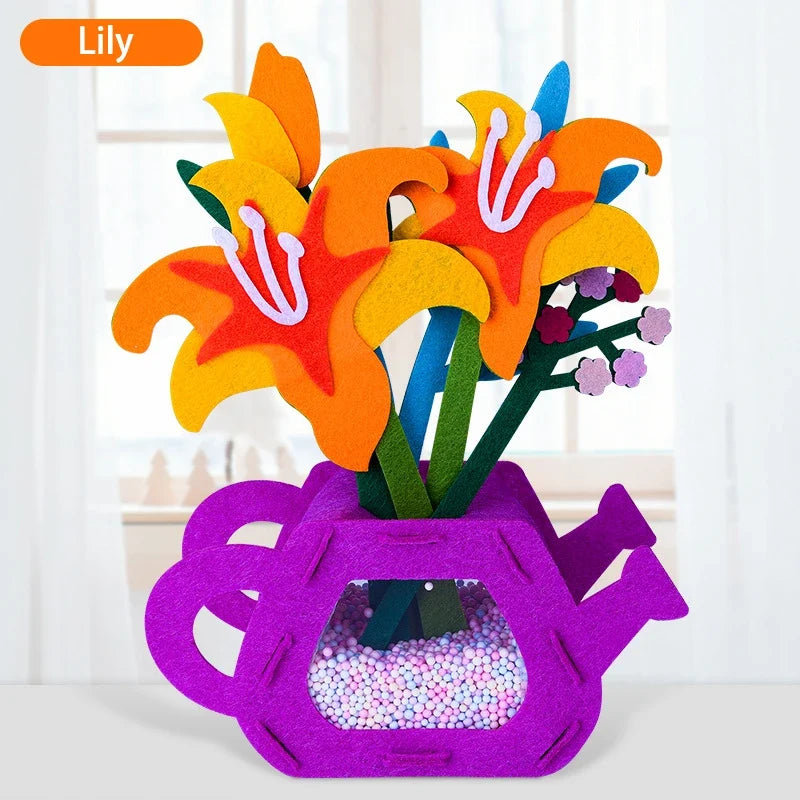 Handmade Montessori Flower Craft Kit - DIY Colorful Flowerpot Toys for Kids, Creative Early Learning Gift