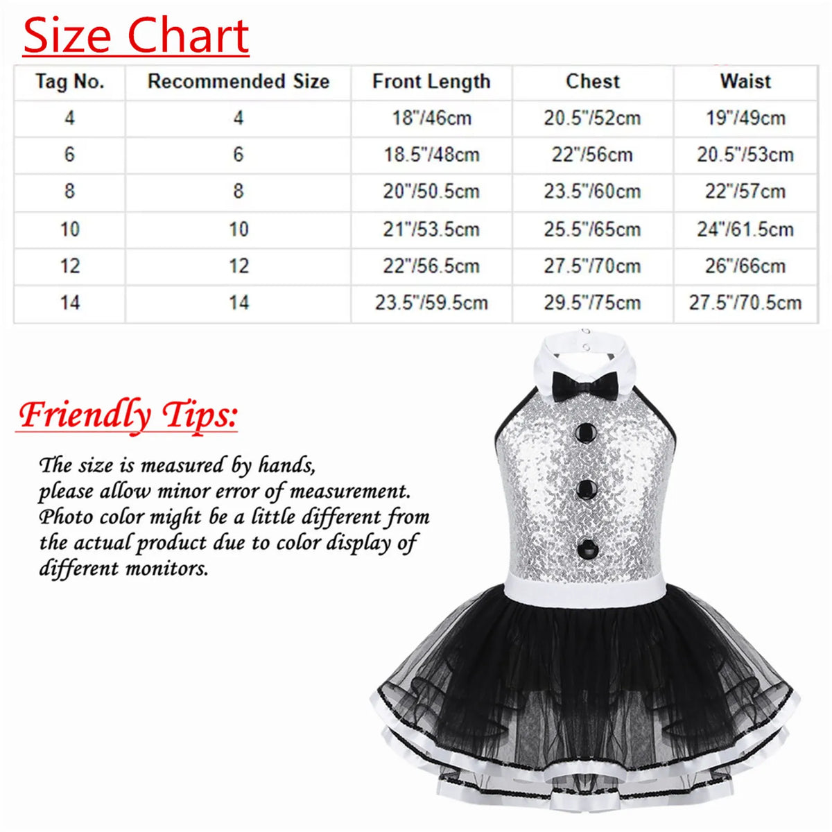 Light girls' leotard - sequined skirted tutu, polyester, for ballet and dance performances