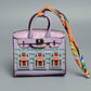 Inspired Birkin Mini Hand Bag - Platinum Bag Charm