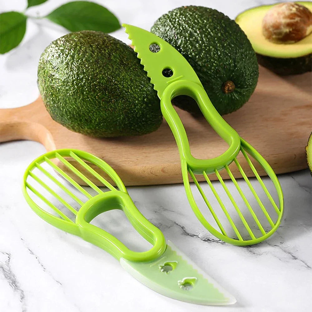3 in 1 Avocado Slicer - Plastic Kitchen Device, Simple Fruit Peeler and Pulp Separator
