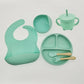 Baby Silicone Tableware Kit 8 Piece Suction Bowls Divided Plate Bib Spoon Fork Fall 2025 Self Feeding Aid