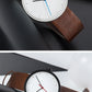 leather strap, round dial, minimalist everyday timepiece – Timeless unisex quartz wristwatch