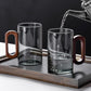 High 360ML Borosilicate Glass Wood Tea Cup - Large Capacity Drinking Coffee Mug