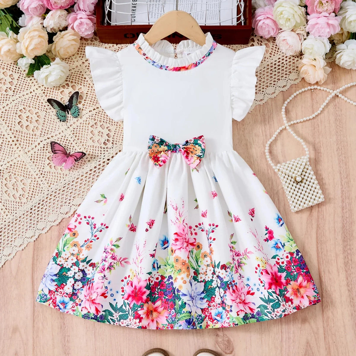 girls' Breathable dress - lace-up sling, sleeveless, flowy, polyester, for summer