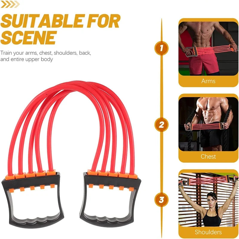 Rubber Tube Chest Expander Fitness Equipment - Flexible Resistance for Arm & Pectoral Training