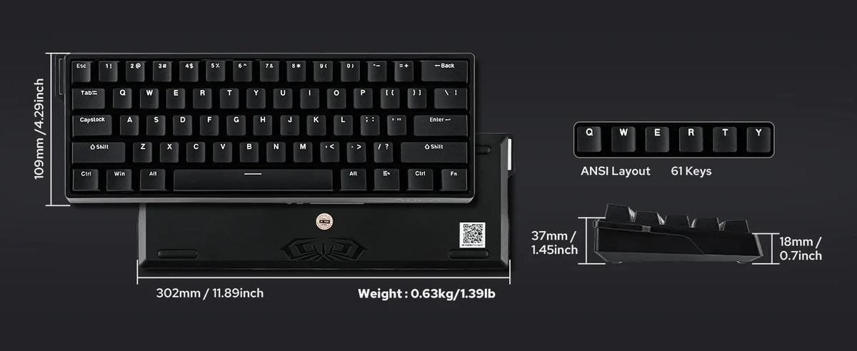60 Mechanical Percent Hot Swap Keyboard Aluminum RGB Hall
