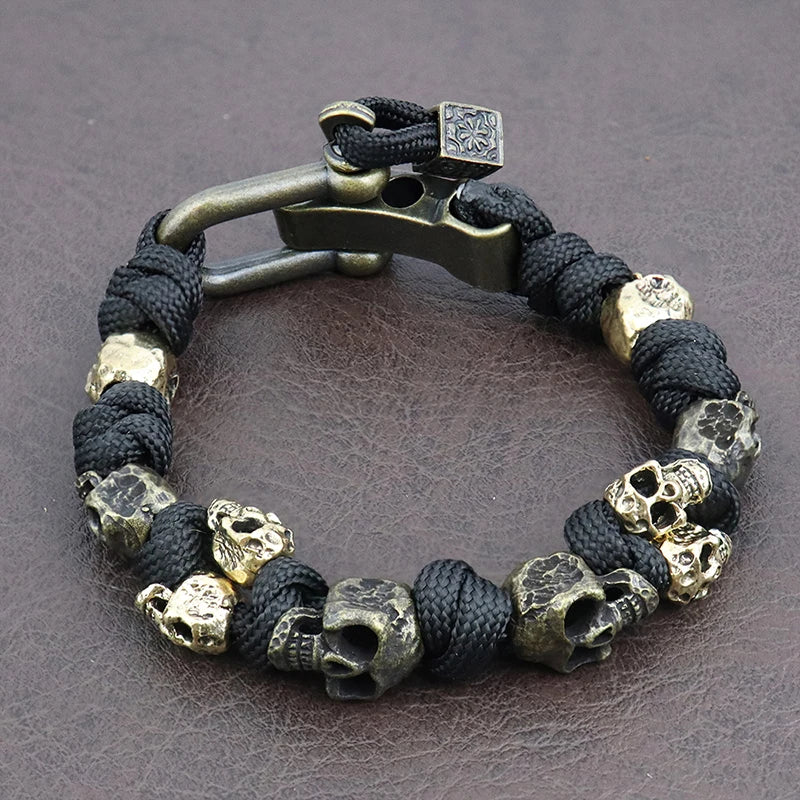Skull Paracord Bracelet Gothic Wristband Halloween 2026 Gift Idea Flexible Braided Jewelry