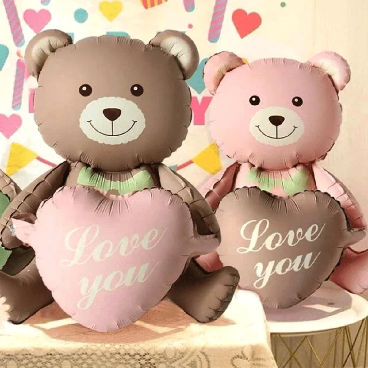 Bear 3D Balloon Foil Lying Cartoon Heart Design Birthday Party And Valentine Decor 2026 Gift