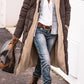 Women’s Warm Reversible Long Coat - Quilted Sherpa Hooded