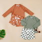 Plush boys' swimsuits - 2pc set long-sleeve rash guard, polyester, for beach and surfing