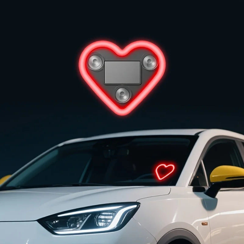 Window Car Neon Light Heart Shaped LED Interior Lamp TikTok Viral Fall 2026 Solar Powered Wiring Free