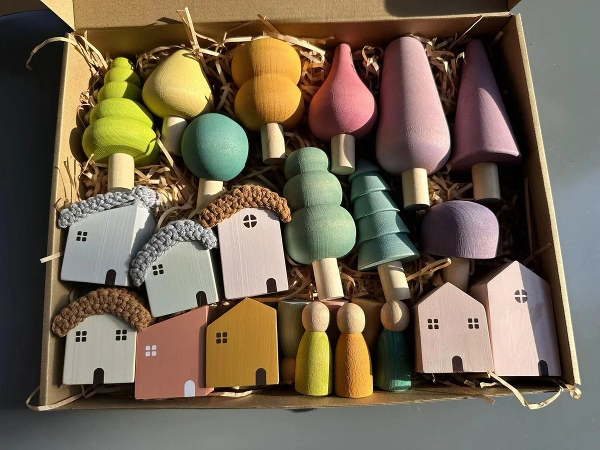 Wooden Building Blocks Pastel Scandinavian Stacking Play Kit Fall 2025 Eco Friendly Imaginative Play Gift