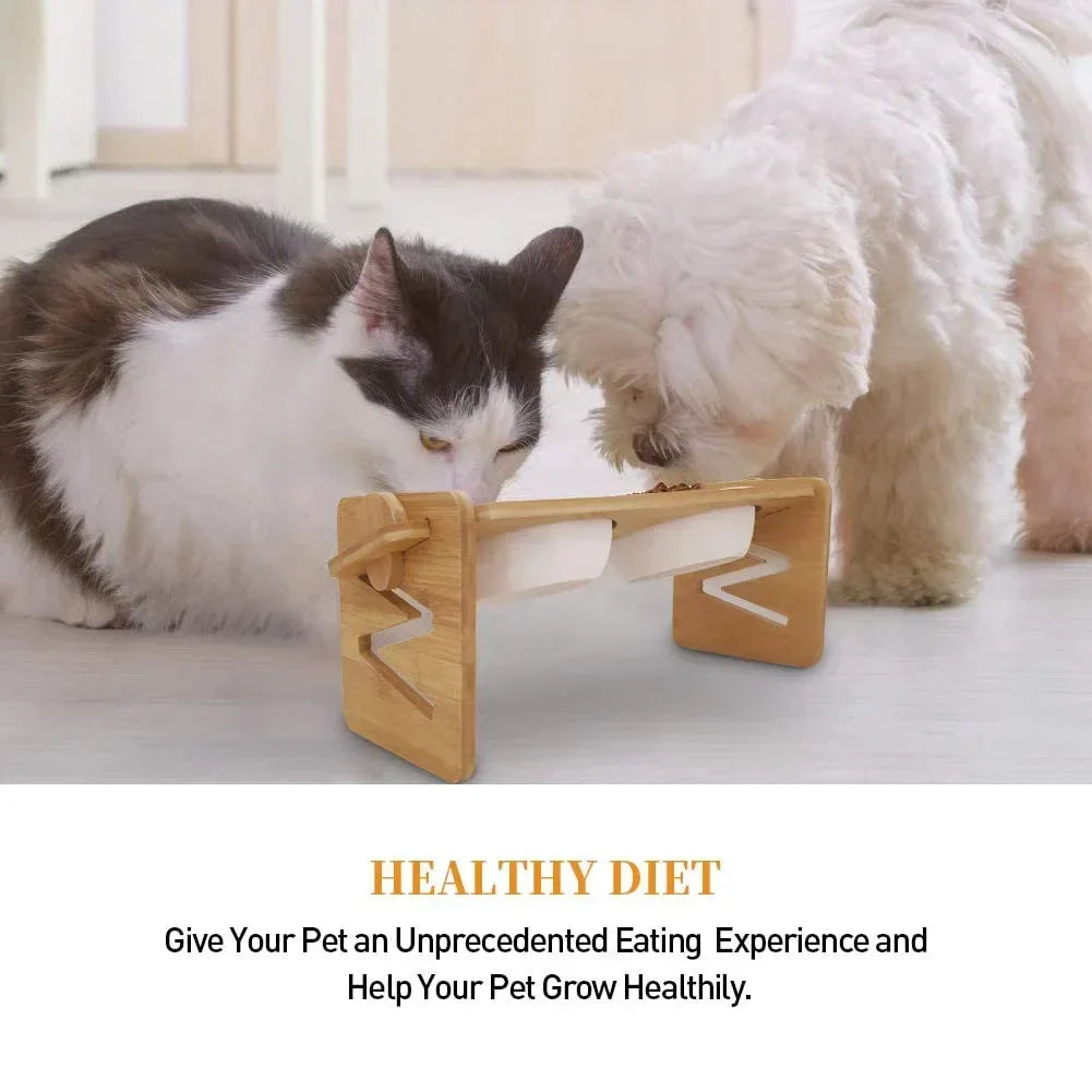 Dog Bowl Stand Flexible Bamboo Elevated Feeder, Wooden Pet Bowl Holder Fall 2025 Comfort-Grip Neck Maintenance