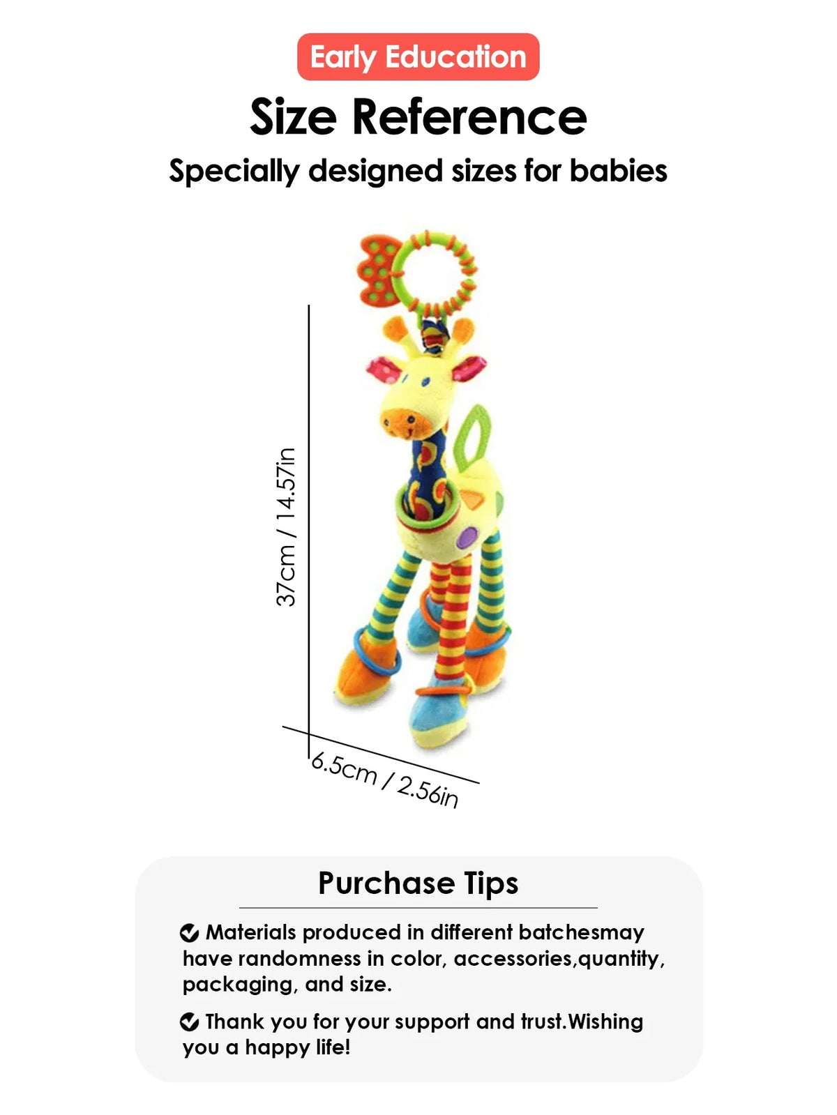 Plush Giraffe Baby Rattle Hanging Plush Newborn Sensory Toys