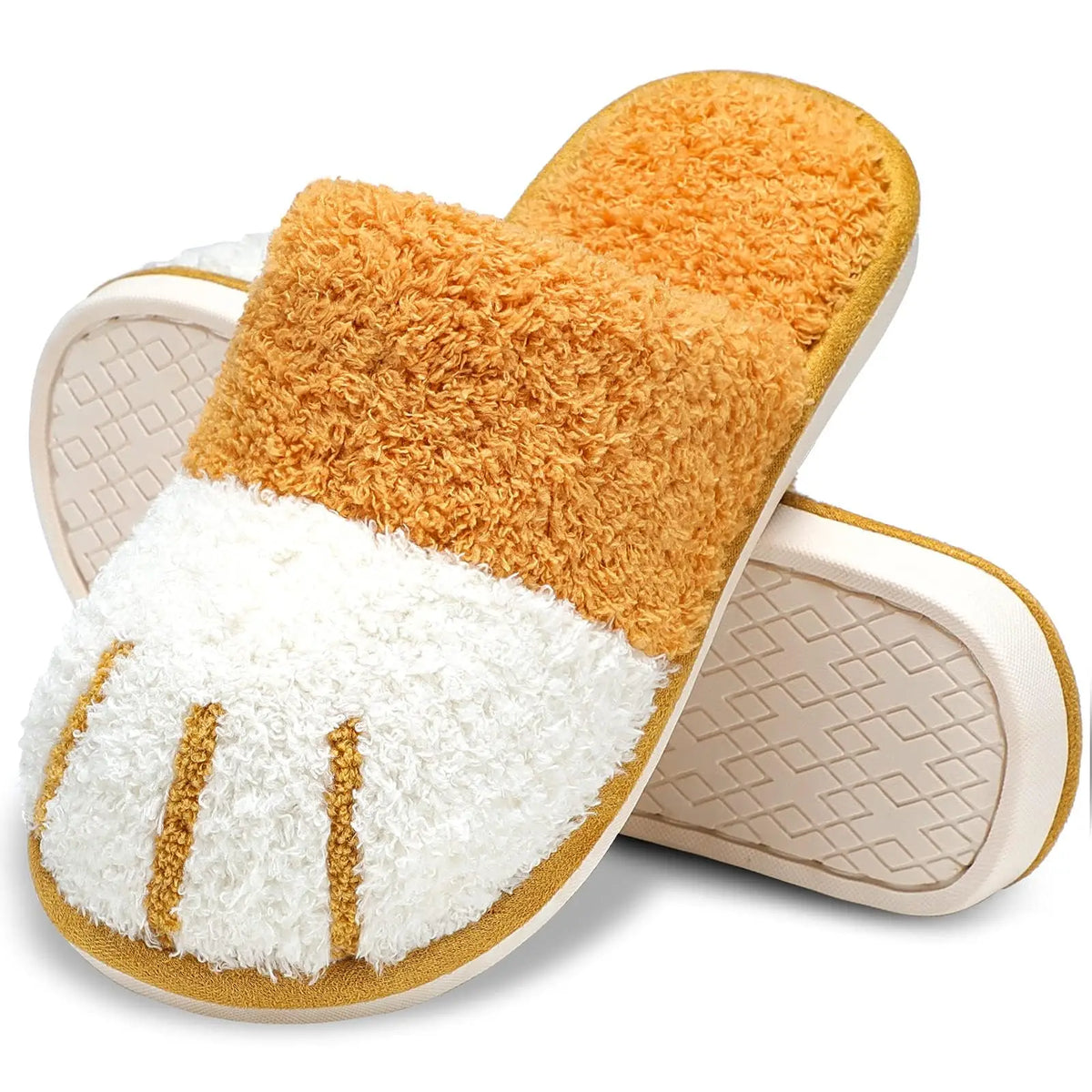 Plush, cozy women's slippers - cat paw design, memory foam insole, indoor winter lounging