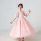Plush Girls' Dress - Flowy Princess-Cut Lace-Embroidery, Polyester, Wedding Party
