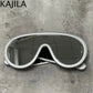 Sunglasses2026 Edition White Frame Oversized Wave Mask Goggles Y2K Punk Steampunk Eyewear TikTok Viral