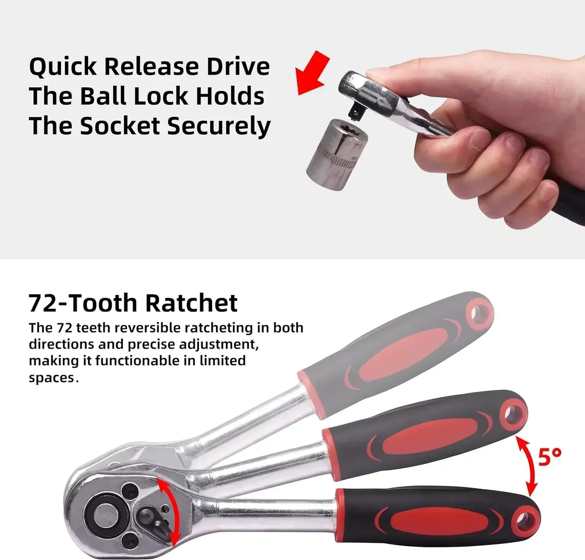 Metric Socket Wrench Kit - Household Tools Car Mechanic Kit with Ratchet and Adapters