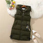 Long Quilted, Cotton Shell – Warm Cozy Women’s Puffer Vest