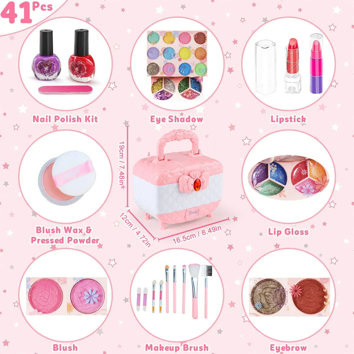 Kids Makeup Kit Pink And White Case Makeup Toy Kit TikTok Viral Fall 2025 Gift Washable