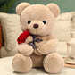 Teddy2026 Edition Bear Plush With Rose White Kawaii Stuffed Doll Romantic Valentines Day Gift
