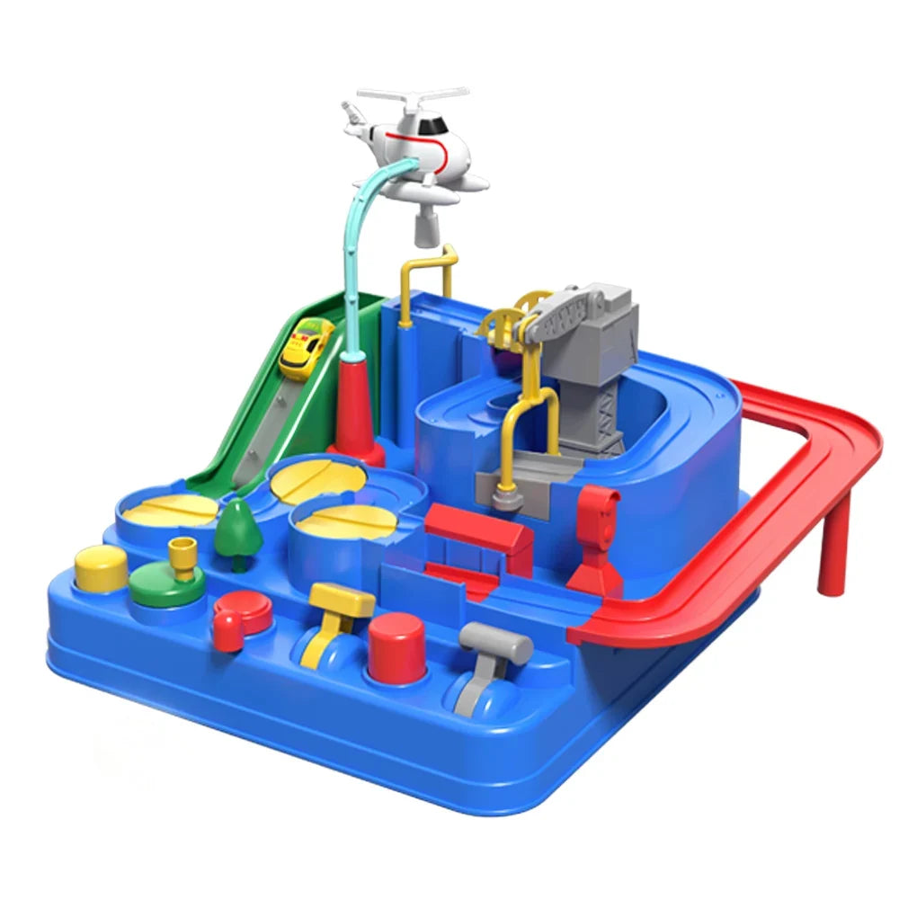 Car Adventure Track Playset for Kids - Urban Rescue Parking Lot & Puzzle Game, Preschool Gift