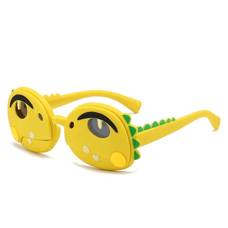 Polarized Kids Sunglasses Cartoon Dinosaur Frames Summer 2026 UV Protection Light Silicone