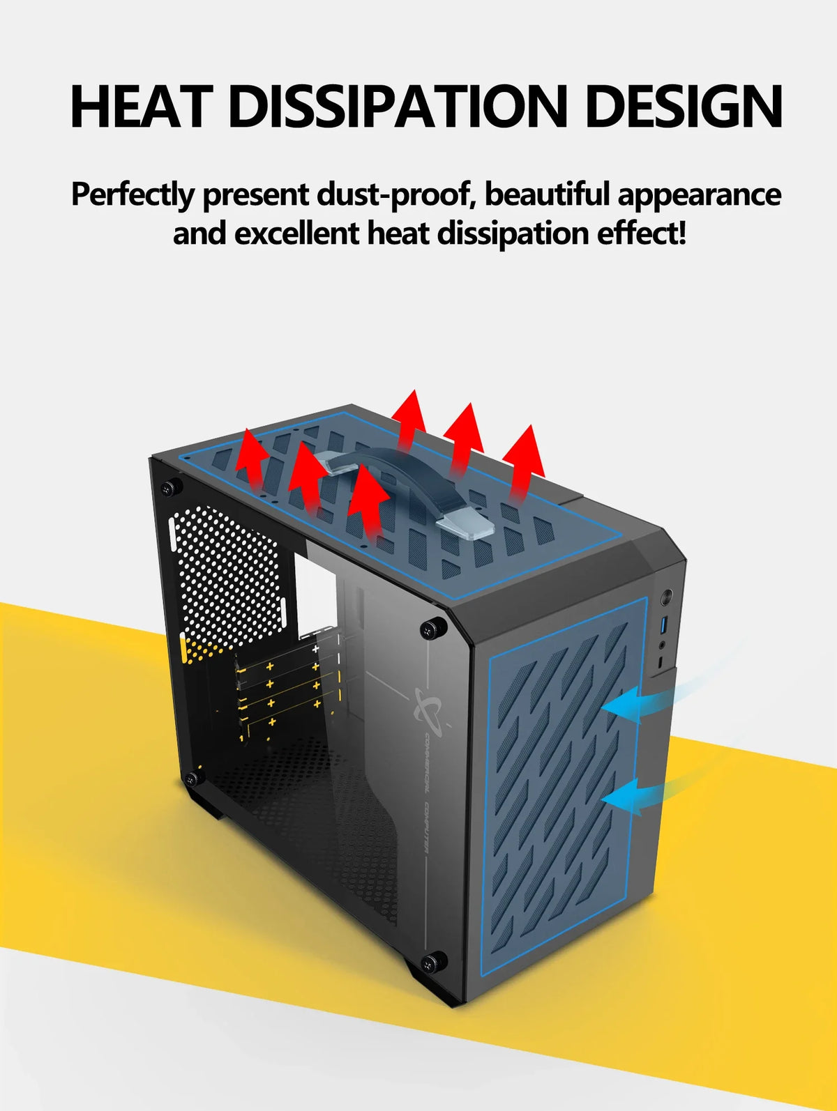 Mini ITX Case Glass Side 240mm Watercooling Travel-Friendly