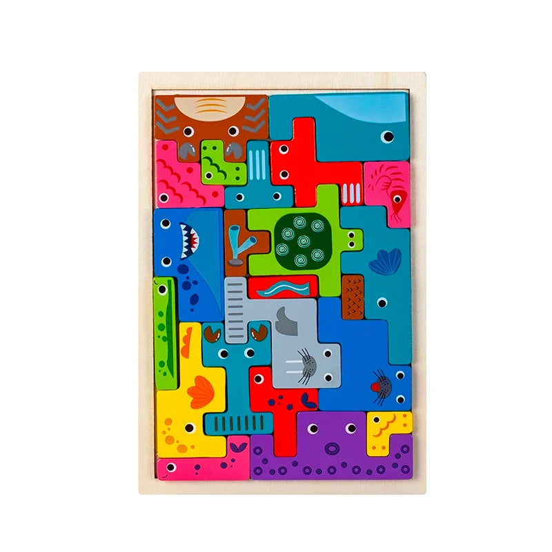 Animal Montessori Characters Wooden Transportation Puzzle Toy