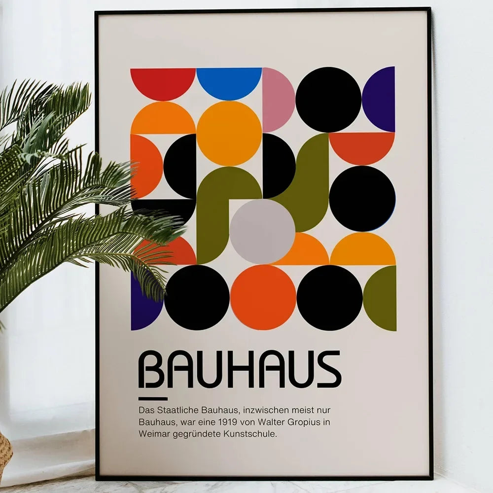 Bauhaus Canvas Wall Art Print Pink Quote Contemporary Scandinavian